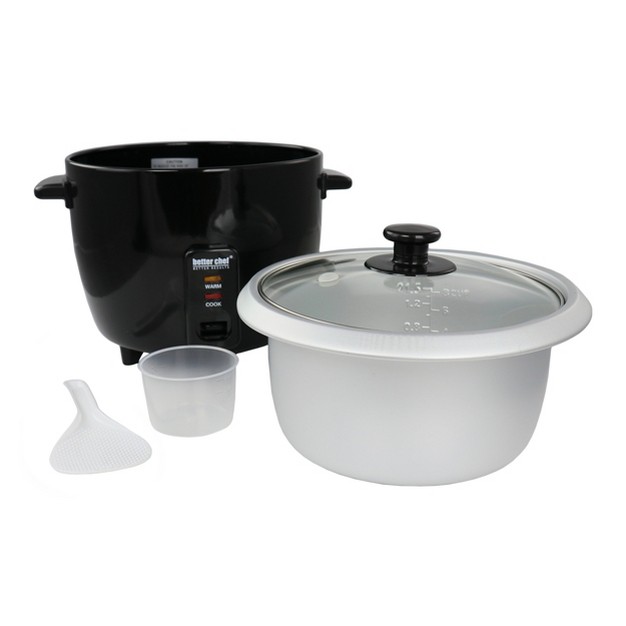 Better Chef 8 Cup Automatic Rice Cooker In Black With Rice Paddle And Measuring Cup