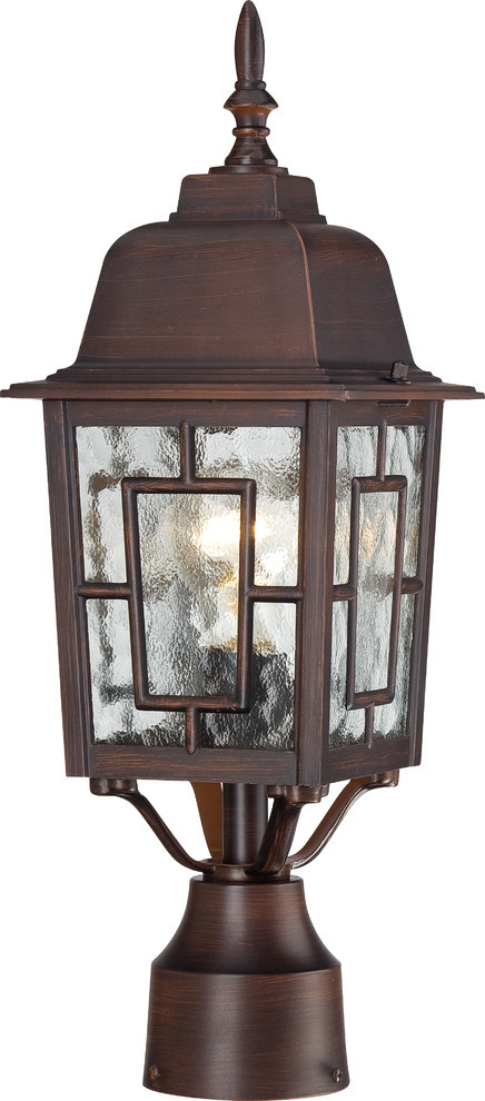 Banyan 1 Light   17 quotOutdoor Post With Clear Water Glass   Traditional   Post Lights   by Satco Lighting  Houzz