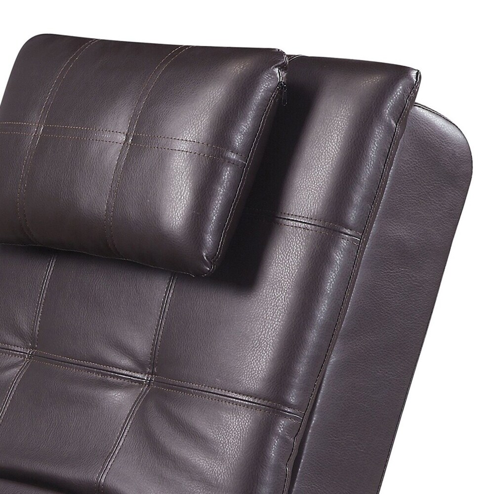 70 Inch Chaise Lounge With USB Port  Square Tufting  1 Pillow  Black