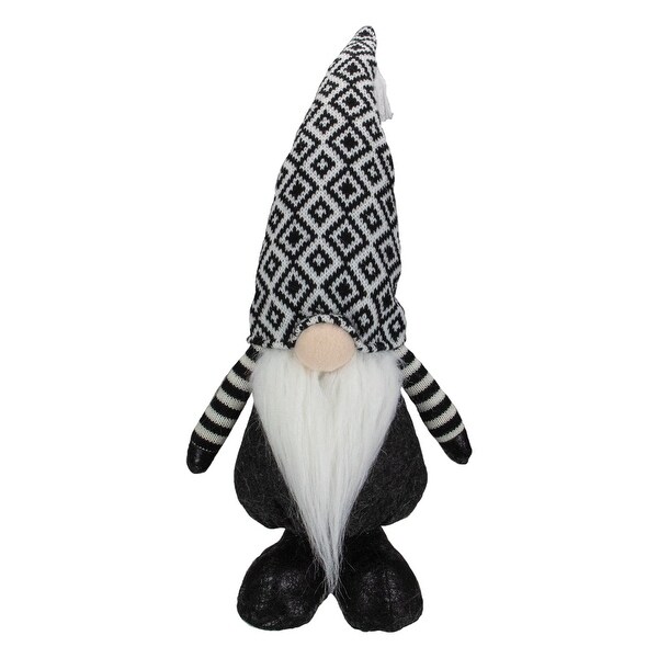 17 Black and White Plush Knit Gnome Christmas Figure