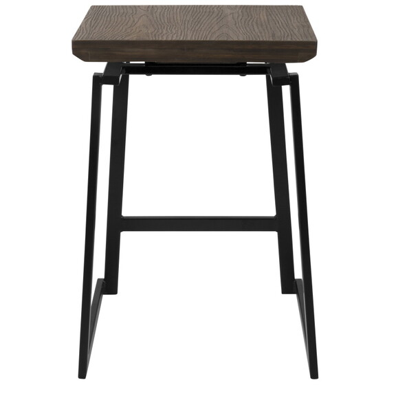 Geo Industrial Counter Stool in Black with Brown W...