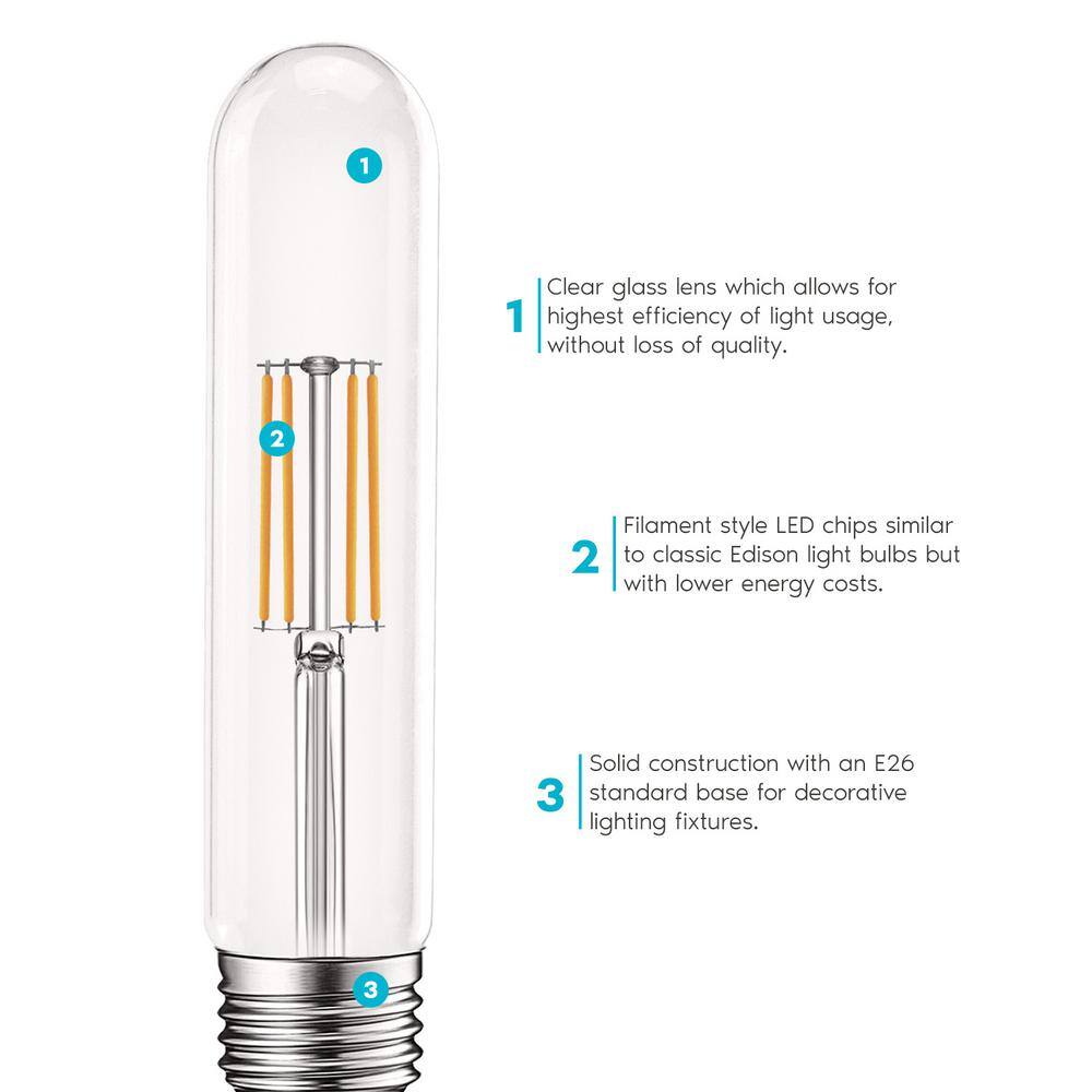 LUXRITE 60-Watt Equivalent T9 Dimmable Edison LED Light Bulbs UL-Listed 2700K Warm White (4-Pack) LR21625-4PK