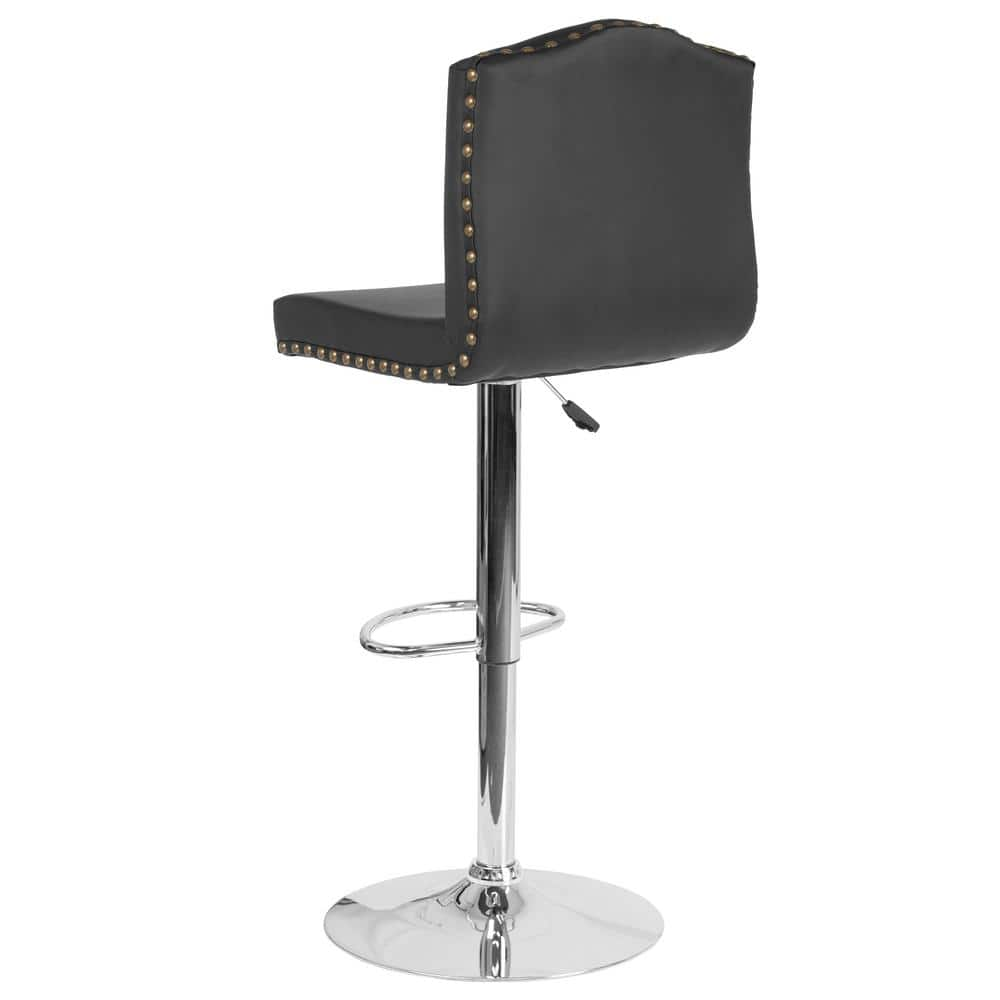 Carnegy Avenue 32.5 in. Adjustable Height Black Leather Bar Stool CGA-DS-231710-BL-HD