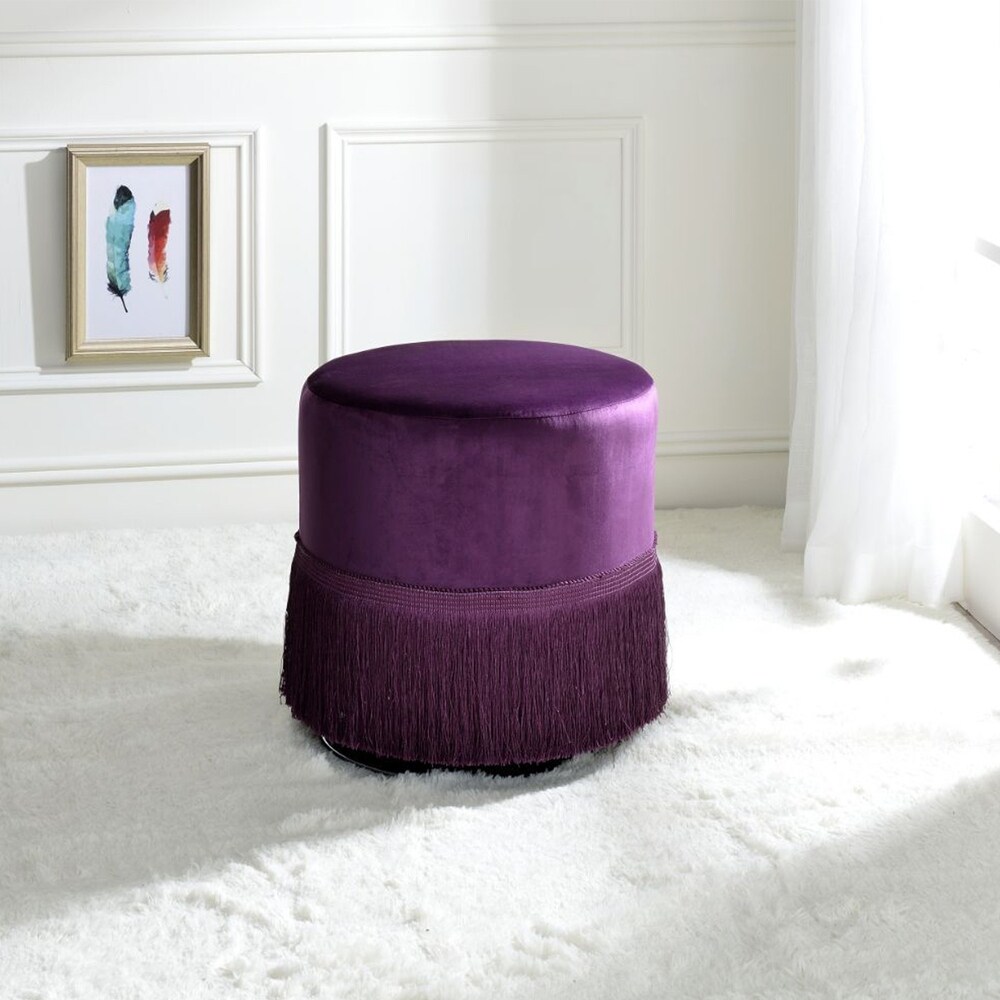 Round Ottoman with Fringe Base