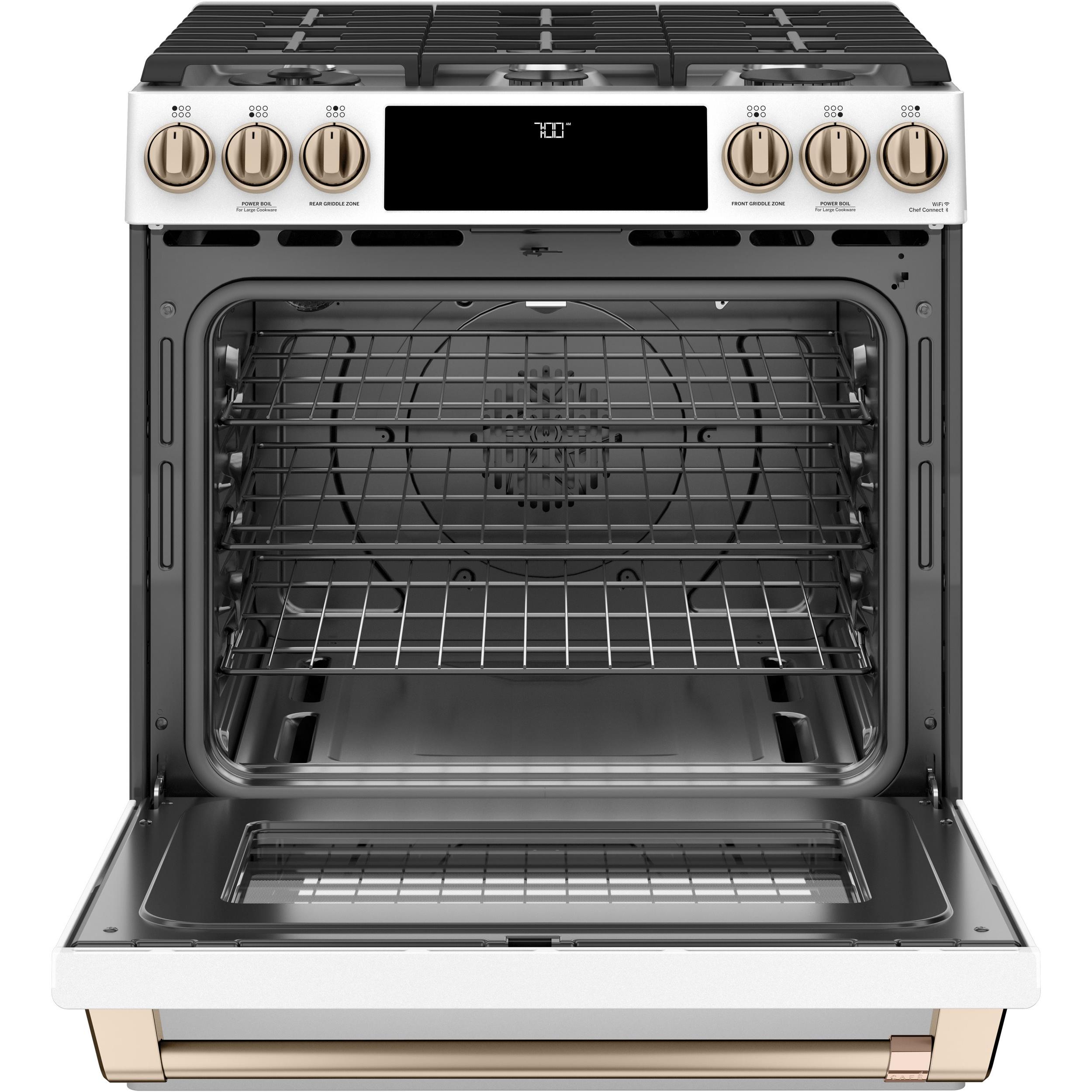 Café 30-inch Slide-in Gas Range with Convection Technology CGS700P4MW2