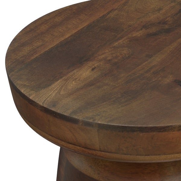 WYNDENHALL Krentz SOLID MANGO WOOD 16 inch Wide Round Contemporary Rustic Accent Table