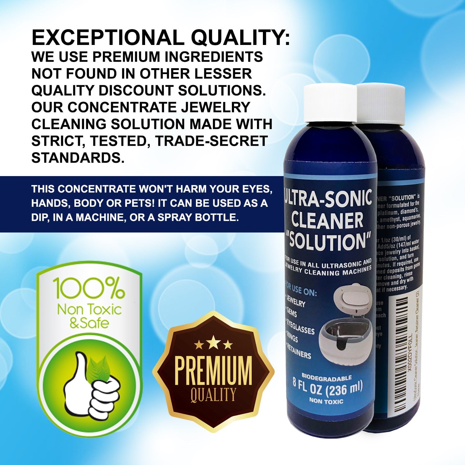 Northwest Enterprises Jewelry Cleaner, Ultrasonic Jewelry Cleaner Solution (16 Ounces)