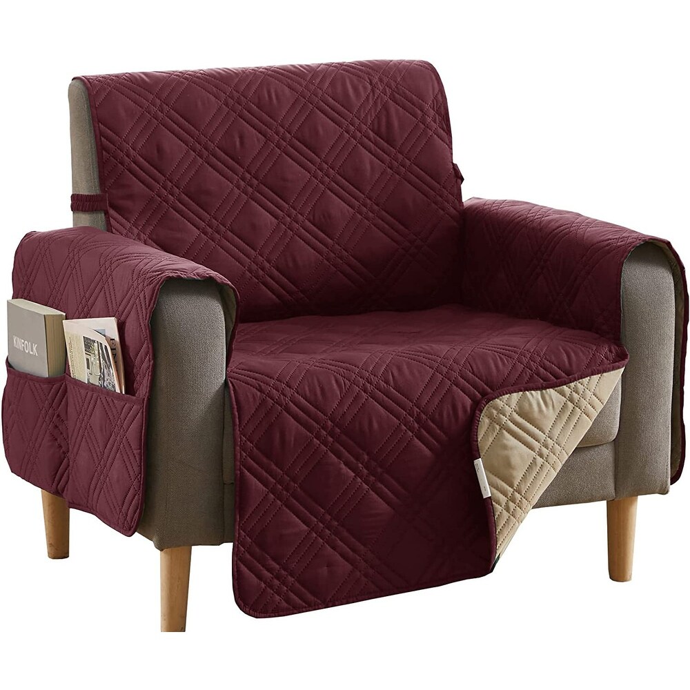 Teflon Newfield Reversible Chair Cover  Burgundy and Tan