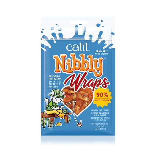 Catit Nibbly Wraps Cat Treats Chicken  Fish