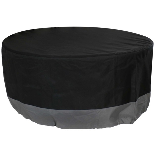 Sunnydaze Outdoor Heavy duty Weather resistant 300d Polyester Round 2 tone Fire Pit Cover Gray And Black