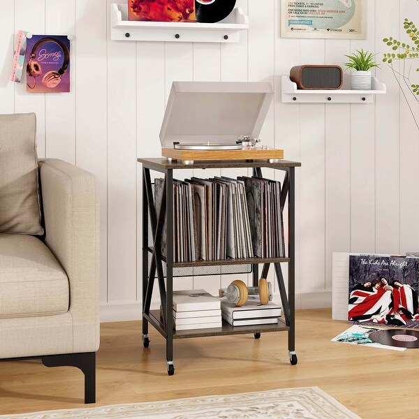 Costway Record Player Stand Vinyl Record Storage Table Holds Up to 120