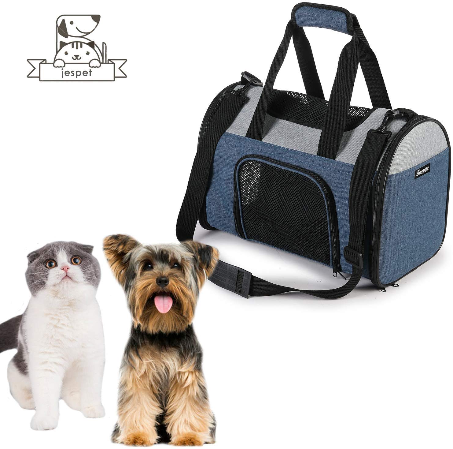 Jespet Soft Sided Pet Carrier， Airline Approved Cat Kennels Dog Carrier Collapsible