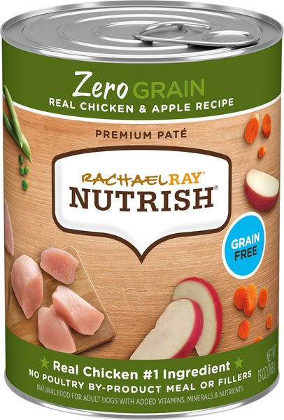 Rachael Ray Nutrish Zero Grain Real Chicken and Apple Recipe Wet Dog Food， 13-oz can， case of 12