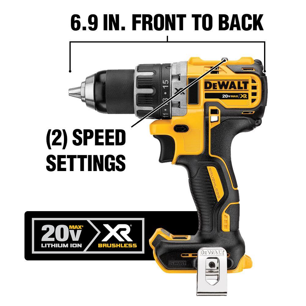 DW 20V MAX XR Cordless Brushless 12 in. DrillDriver (3) 20V 5.0Ah Batteries and Charger DCD791P1W2502