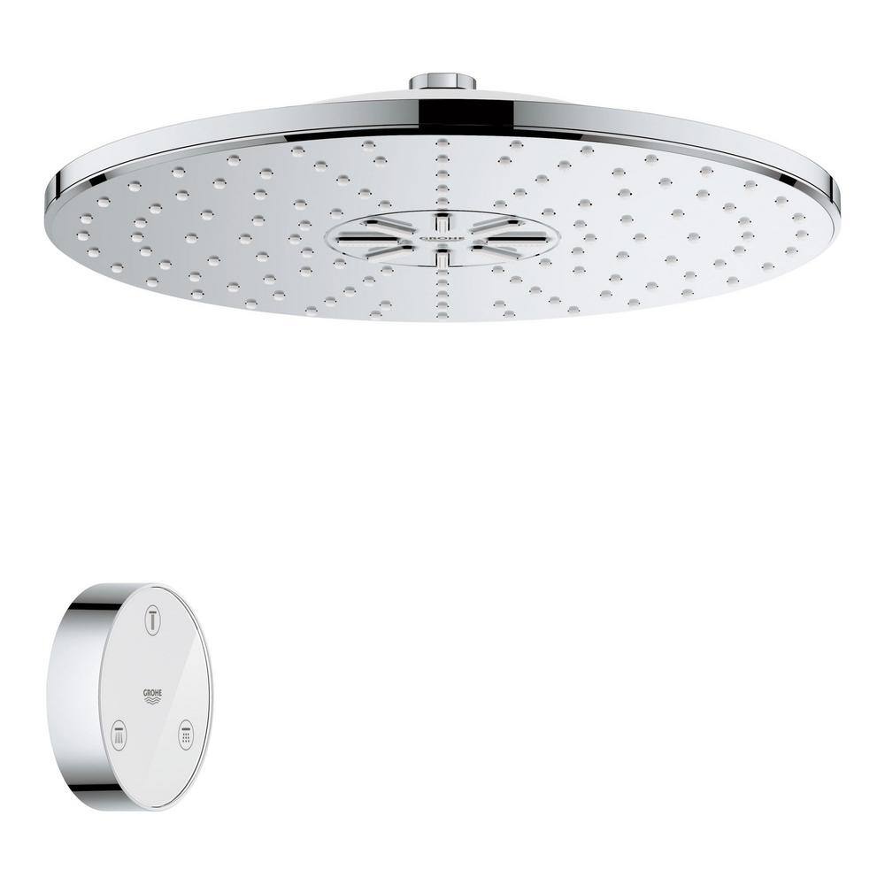 GROHE Rain shower Smartconnect 310 2-Spray with 1.75 GPM 12 in. Wall Mount Fixed Shower Head with Remote in StarLight Chrome 26644000