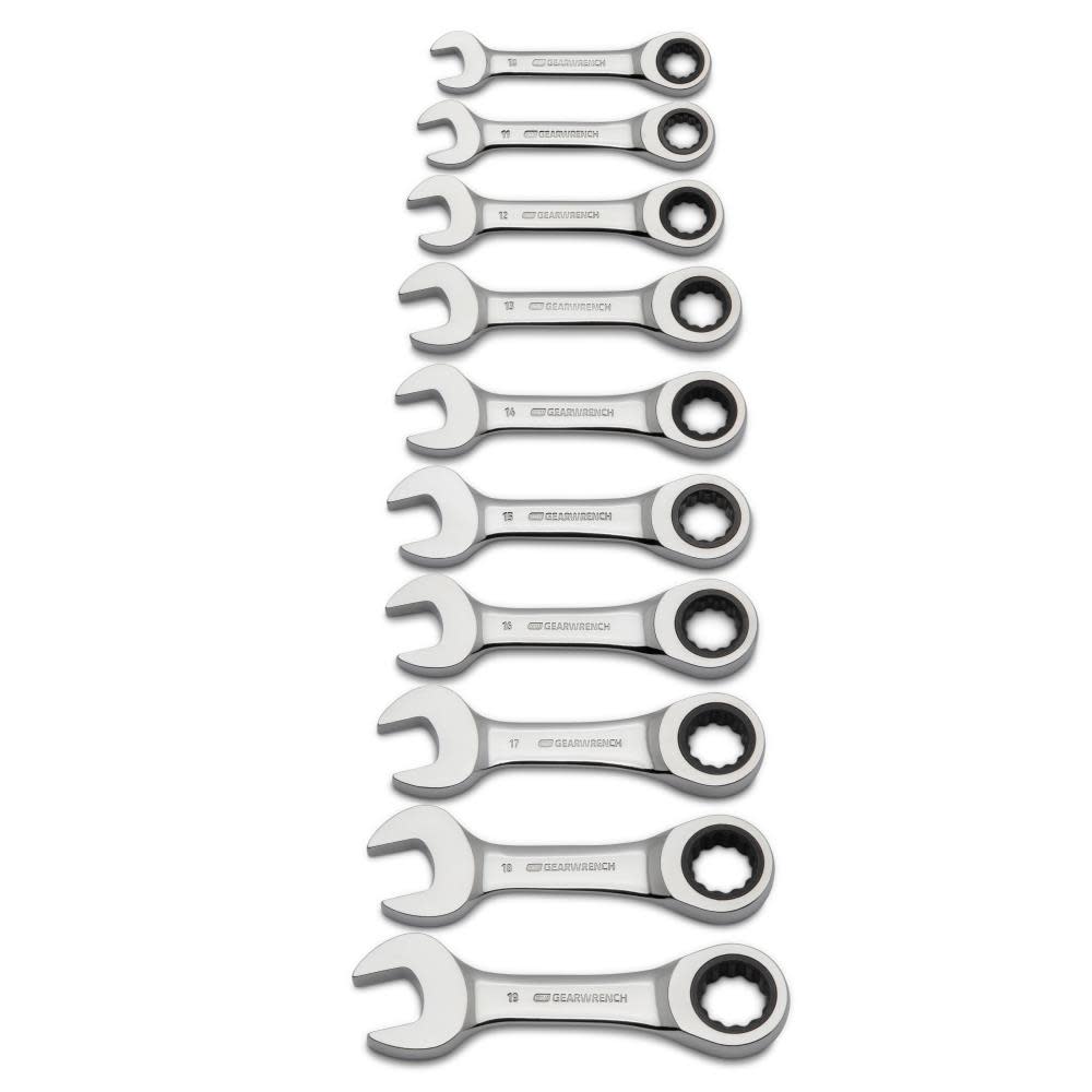 GEARWRENCH Combination Wrench Set 10 pc. Stubby Ratcheting Metric 9520D from GEARWRENCH