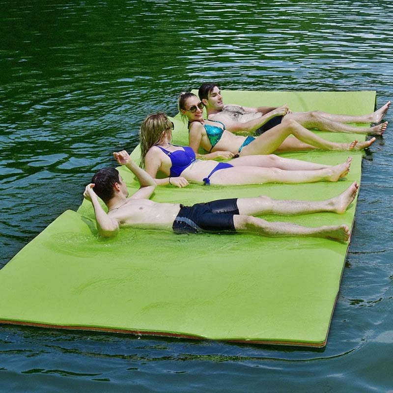 12 x 6 FT Floating Water Pad 3-Layer Tear-Resistant XPE Foam Mat Roll-Up Floating Island for 4-6 Person