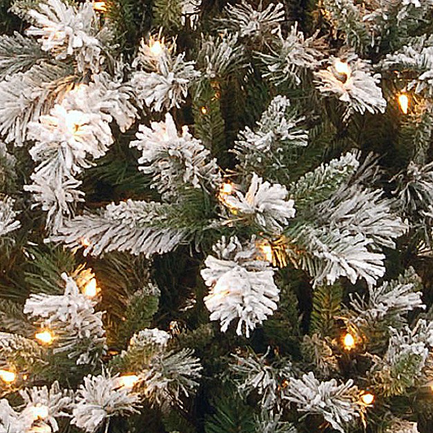 National Tree Company 7.5 Ft. Snowy Mountain Pine Slim Pine Tree With Clear Lights