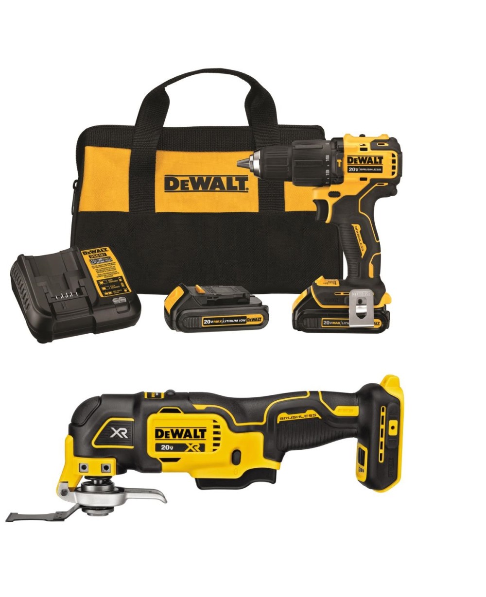 DW ATOMIC 20V MAX 1/2 Hammer Drill/Driver & Oscillating Multi Tool Kit Bundle