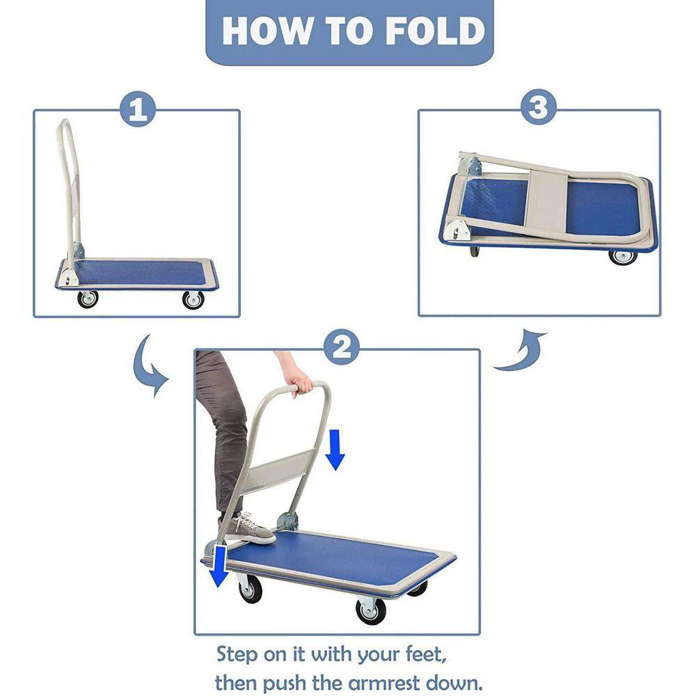 330 lbs. Capacity Steel Folding 4-Wheeled Heavy Duty Rolling Cart NewS-LQD0-UFMG