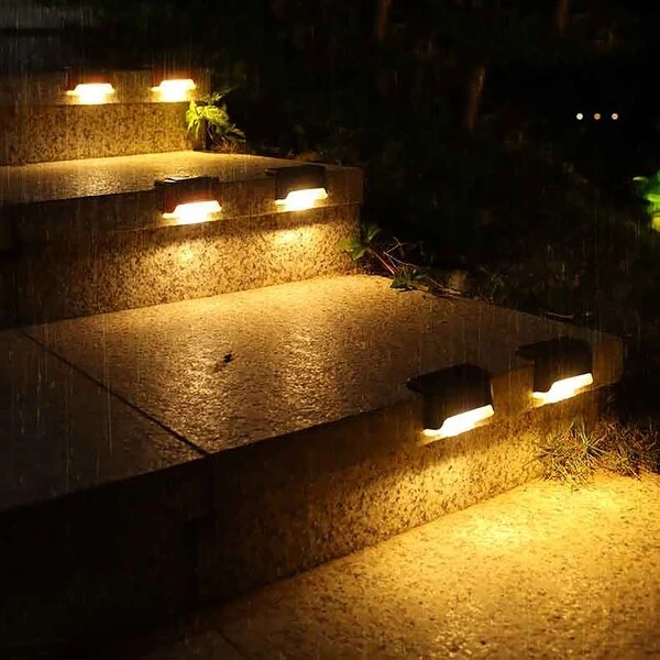 4pcs Solar LED Deck Light Outdoor Garden Path Lamp