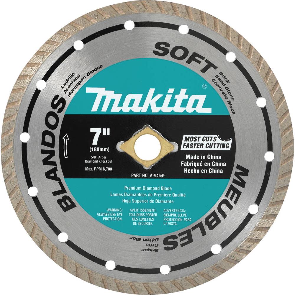 Makita 7 Diamond Blade， Turbo， Soft Material ;