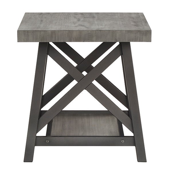 Bryson Rustic X-Base End Table with Shelf by iNSPIRE Q Classic