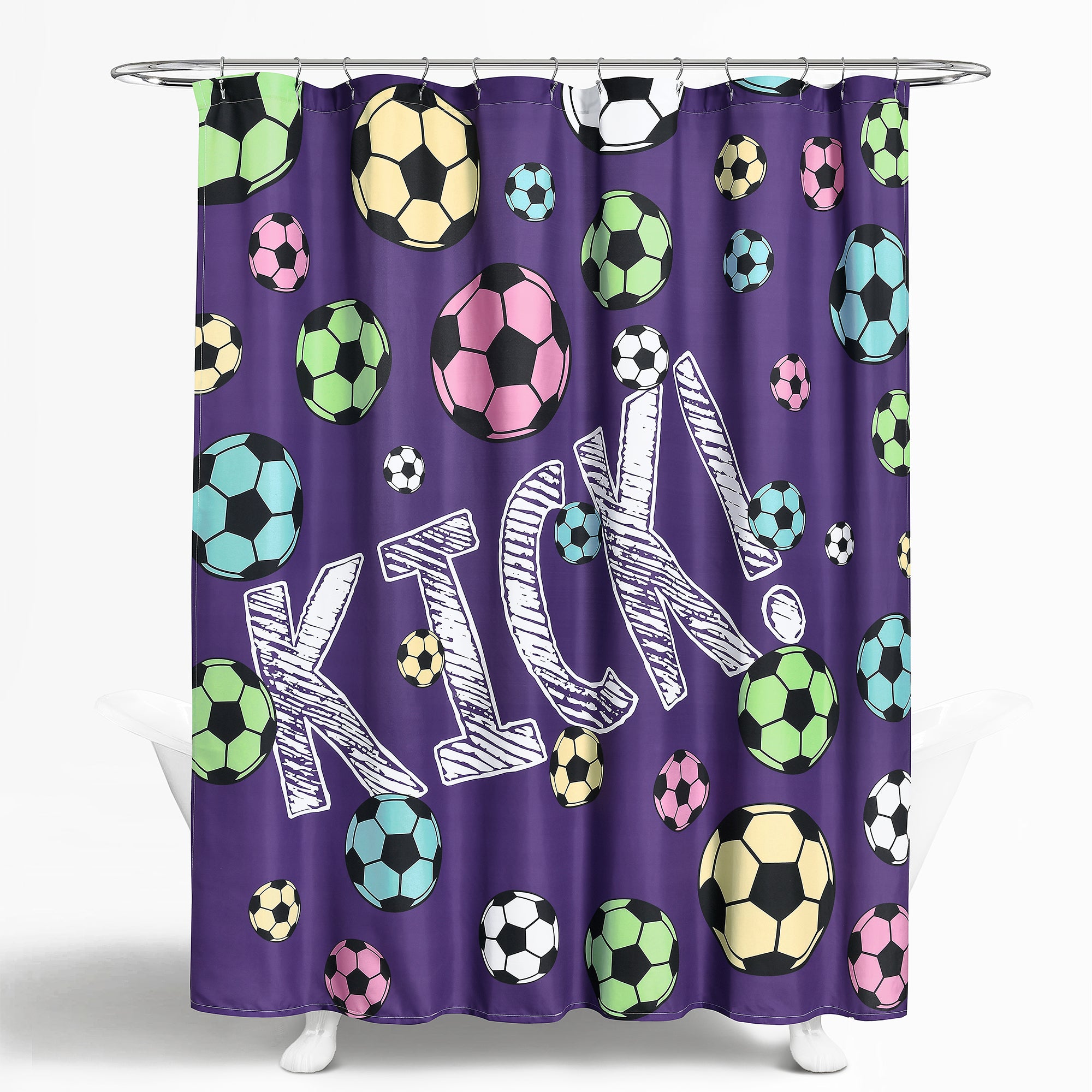 Girls Soccer Kick Shower Curtain