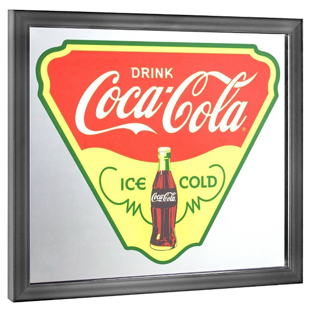 X 13 quot Coca cola Licensed Drink Ice Cold Mirror Yellow red American Art Decor