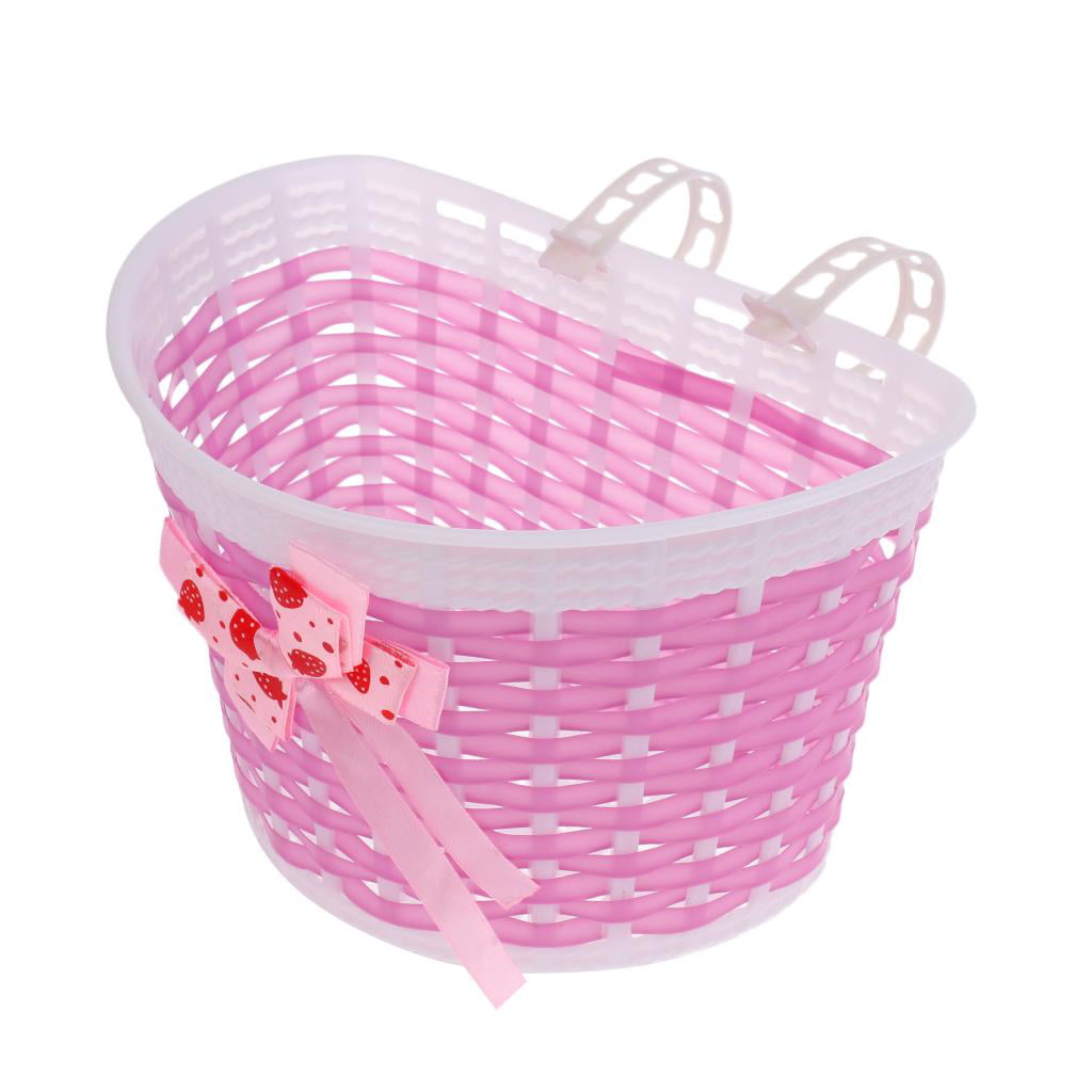 Girls Bike Basket pink children Scooter Streamers With Handlebar Grip Covers