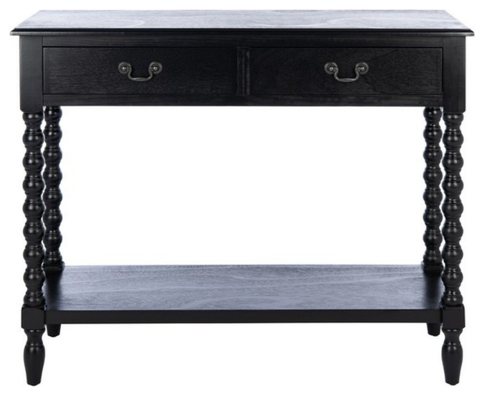 Paris 2 Drawer Console Table Black   Traditional   Console Tables   by AED Luxury Home Decor  Houzz