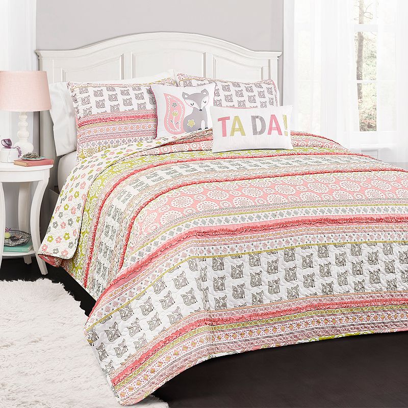 Lush Decor Fox Stripe Quilt Set