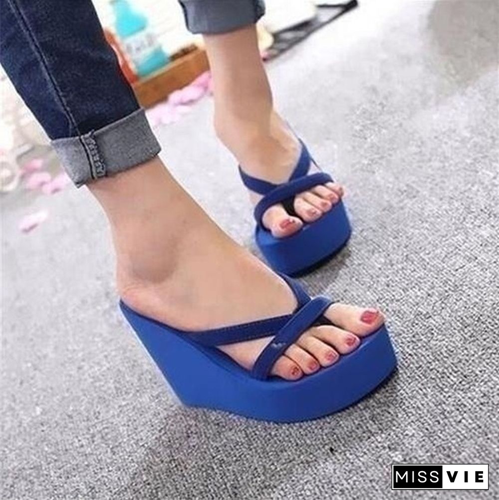 7 Colors Fashion Women Summer Casual Flip Flops Beach Slippers Sandals Summer Wedge Sandals Shoes