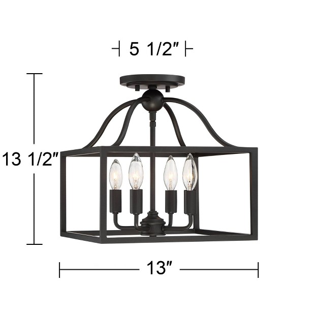 Wide Black 4 light Square Cage For Bedroom Living Room Kitchen