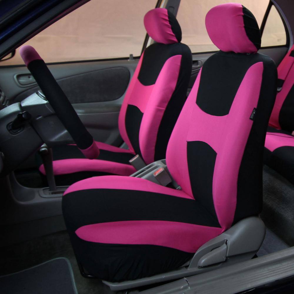 FH Group Light and Breezy Fabric 21 in. x 21 in. x 2 in. Front Set Seat Covers DMFB030102PINK