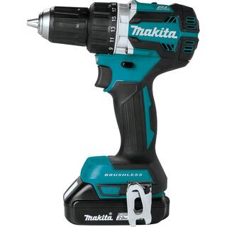 Makita 18V LXT Lithium-Ion Compact Brushless Cordless 12 in. Driver-Drill Kit w (2) Batteries (2.0Ah) Charger Bag XFD12R