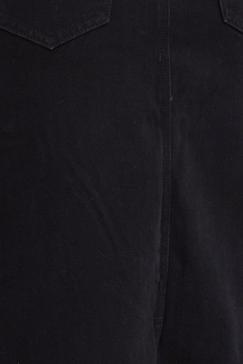 Black Denim Skirt Cargo Midi