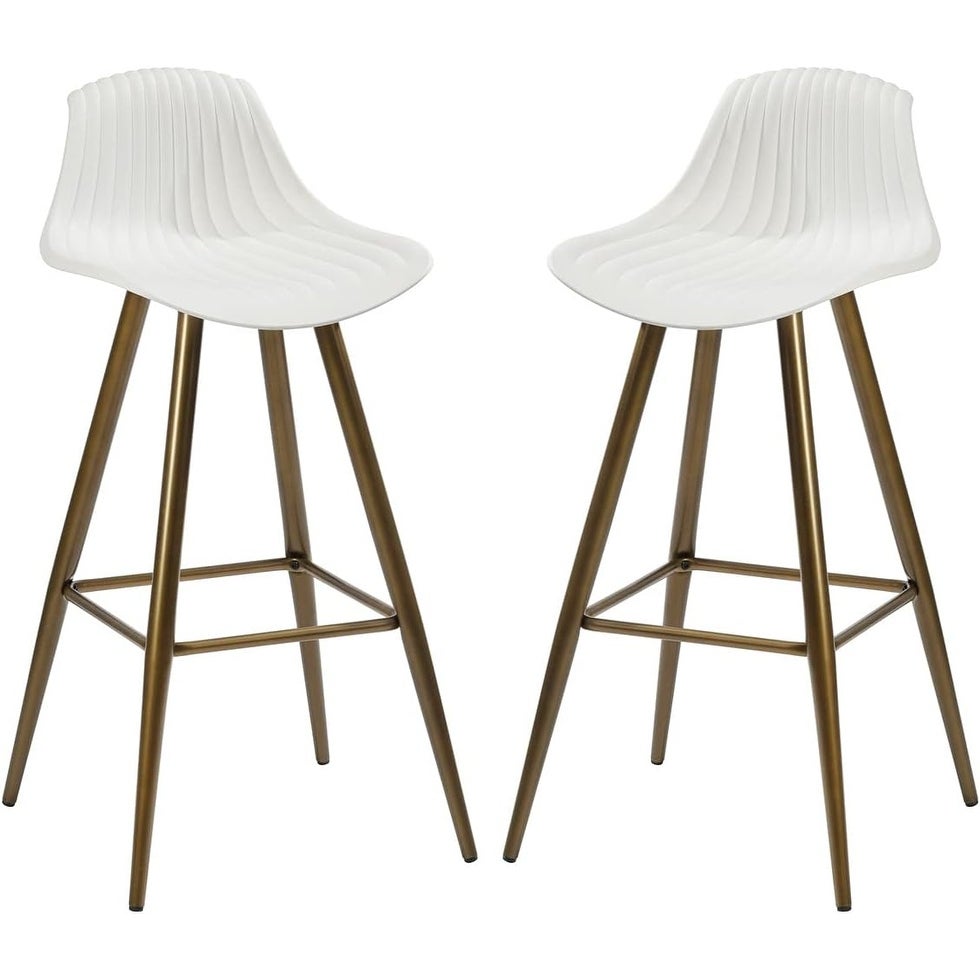 29.3 Inch Set of 2 Counter Height Barstools with Backrest Footrest