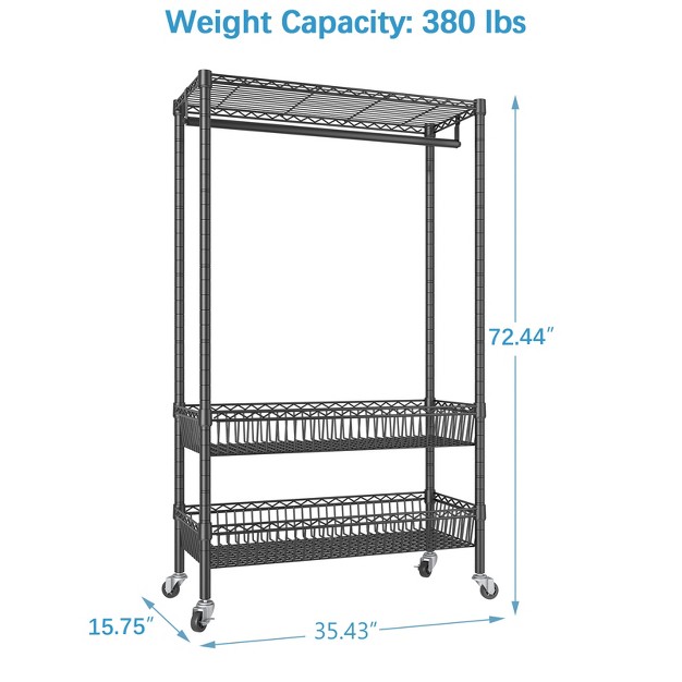 Vipek R2 Plus Rolling Clothes Rack Heavy Duty Garment Rack With Wheels Adjustable Portable Metal Closet