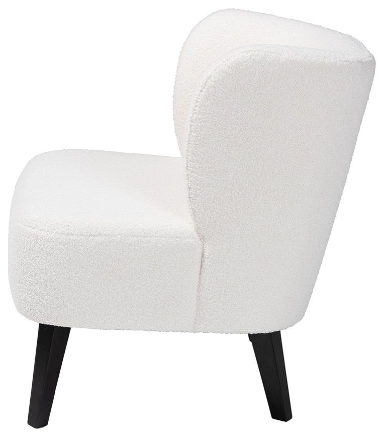 Modern Ivory Boucle Upholstered and Black Finished Wood Accent Chair   Midcentury   Armchairs And Accent Chairs   by Imtinanz  LLC  Houzz