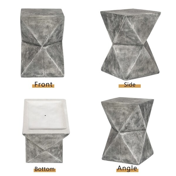 Adeco Concrete Accent End Table Modern Hourglass InOutdoor Side Table