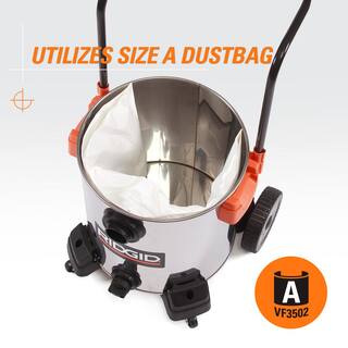 RIDGID 16 Gal. 6.5 Peak HP Stainless Steel WetDry Shop Vac with Fine Dust Filter 7 ft. Hose 10 ft. Pro Hose and Accessories WD1956B