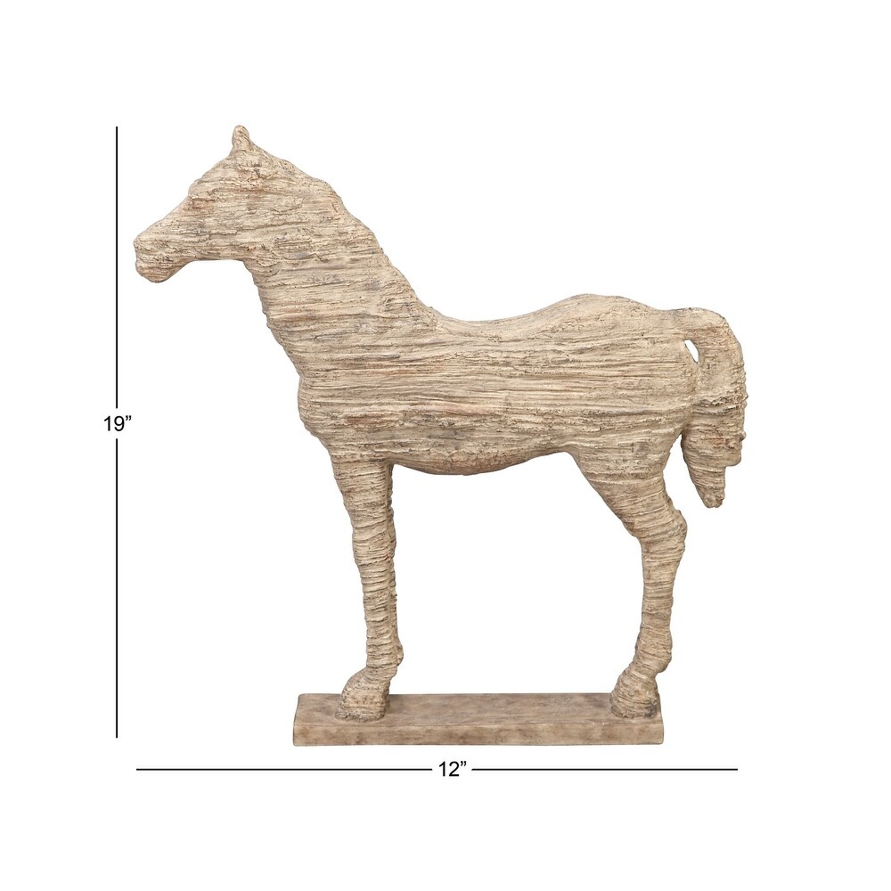 Beige Polystone Horse Sculpture   12 x 3 x 19