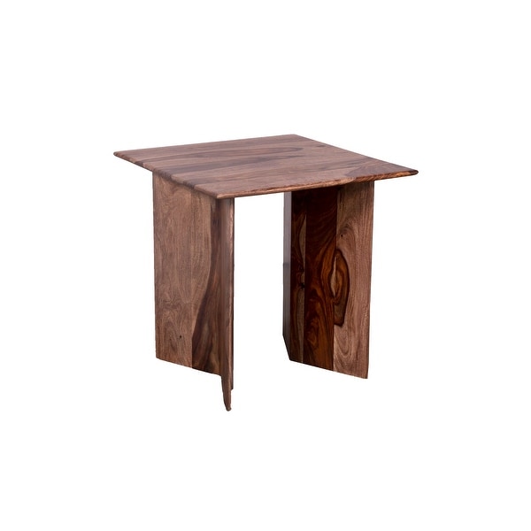 Porter Designs Cambria Transitional Solid Sheesham Wood End Table， Brown