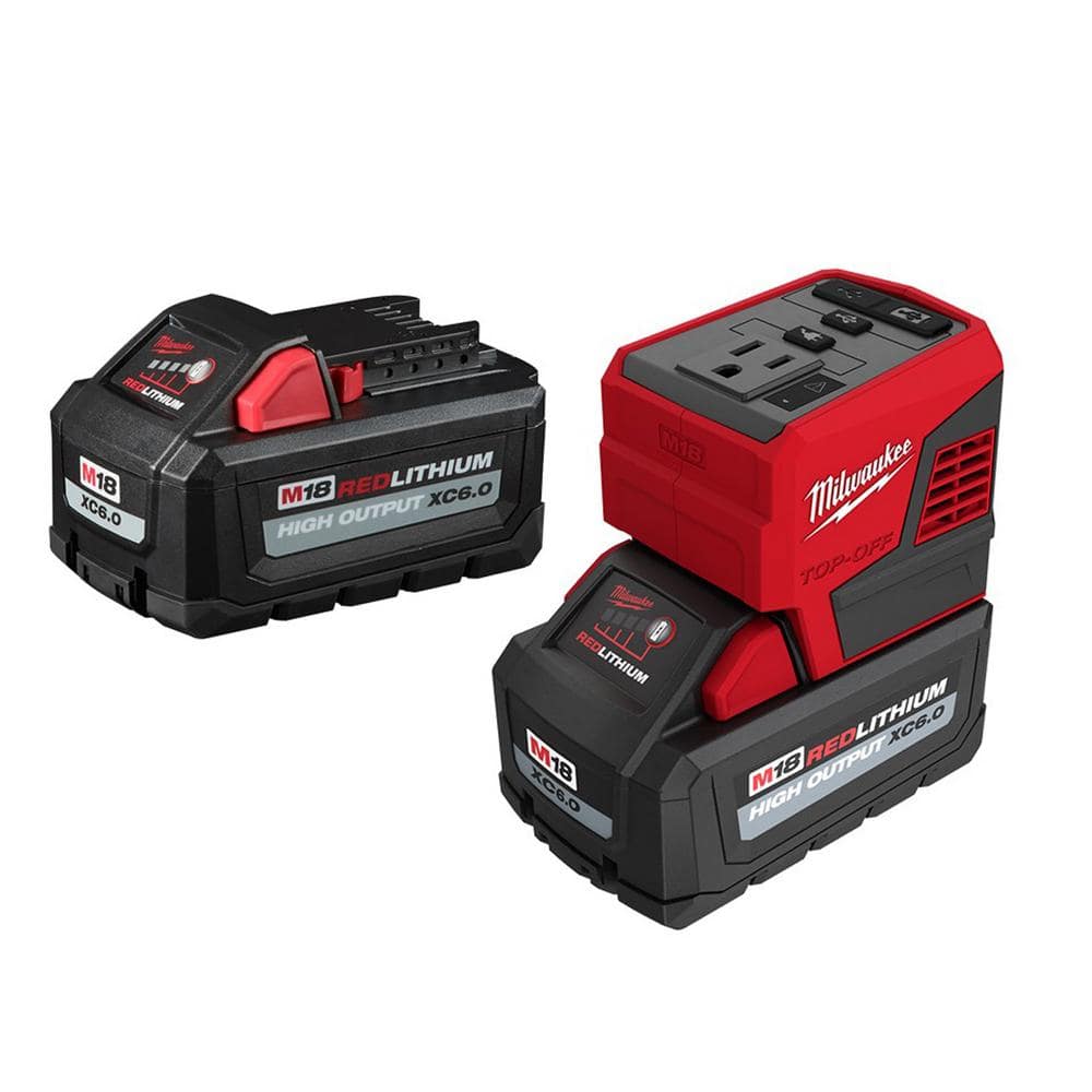 Milwaukee M18 18-Volt Lithium-Ion 175-Watt Powered Compact Inverter for M18 Batteries with (2) M18 HIGH OUTPUT 6.0 Ah Batteries 2846-20-48-11-1862