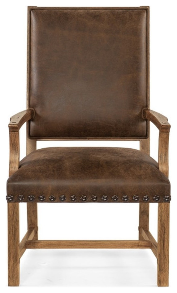 Hooker Furniture Big Sky Wood Leather and Resin Host Chair in Brown (Set of 2)   Transitional   Armchairs And Accent Chairs   by Homesquare  Houzz