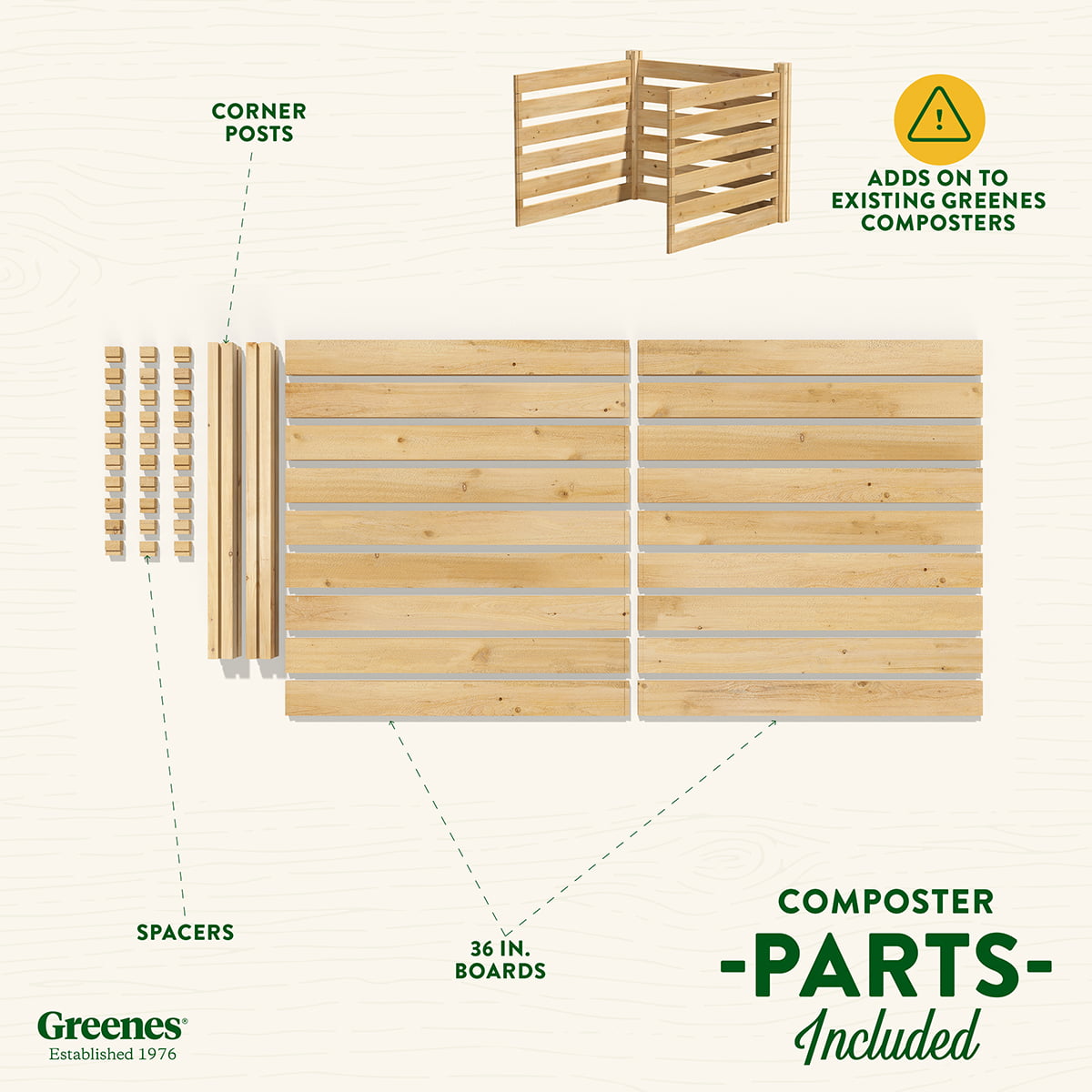 Greenes Fence Cedar Wood Composter Add-On Kit 36