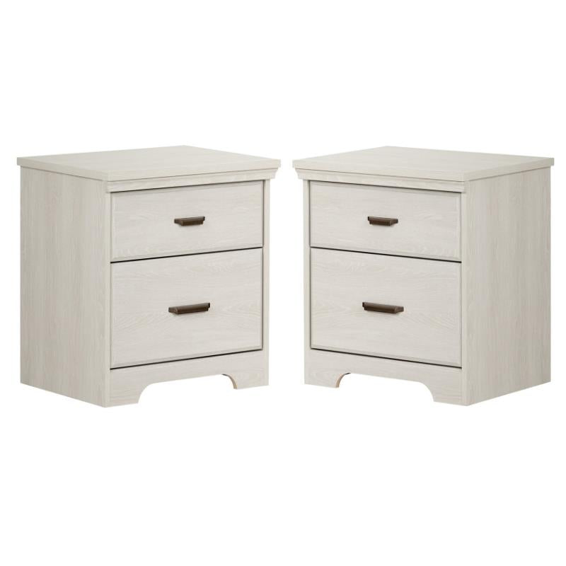 Home Square 2 Drawer Wood Nightstand Set in Winter Oak (Set of 2)