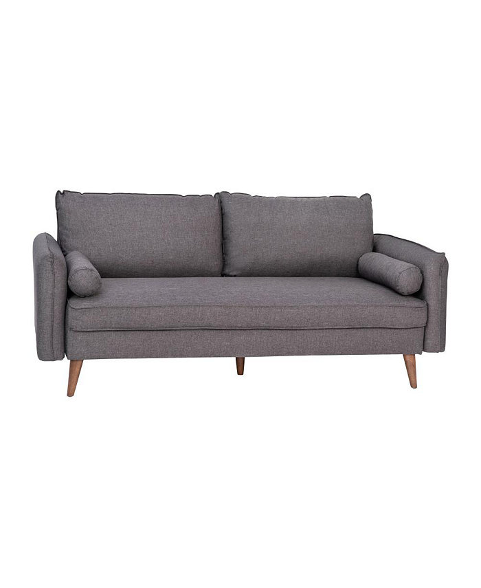 EMMA+OLIVER Carthage Upholstered Mid-Century Modern Pocket Spring Sofa With Wooden Legs And Removable Back Cushions