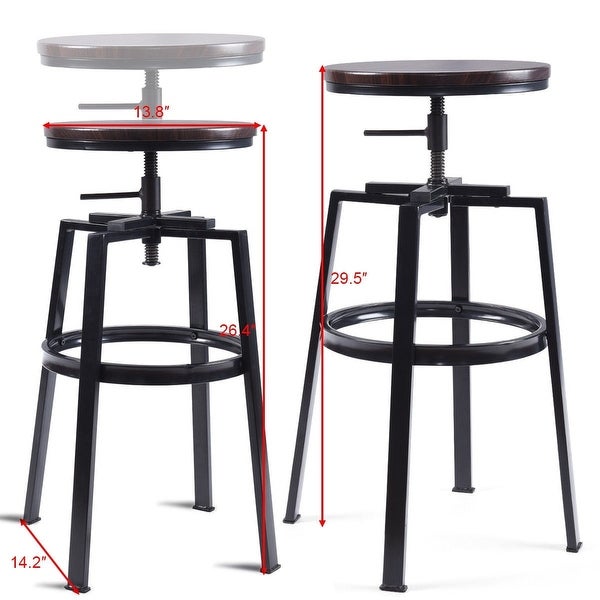 Set of 2 Adjustable Vintage Bar Stool - 20.1